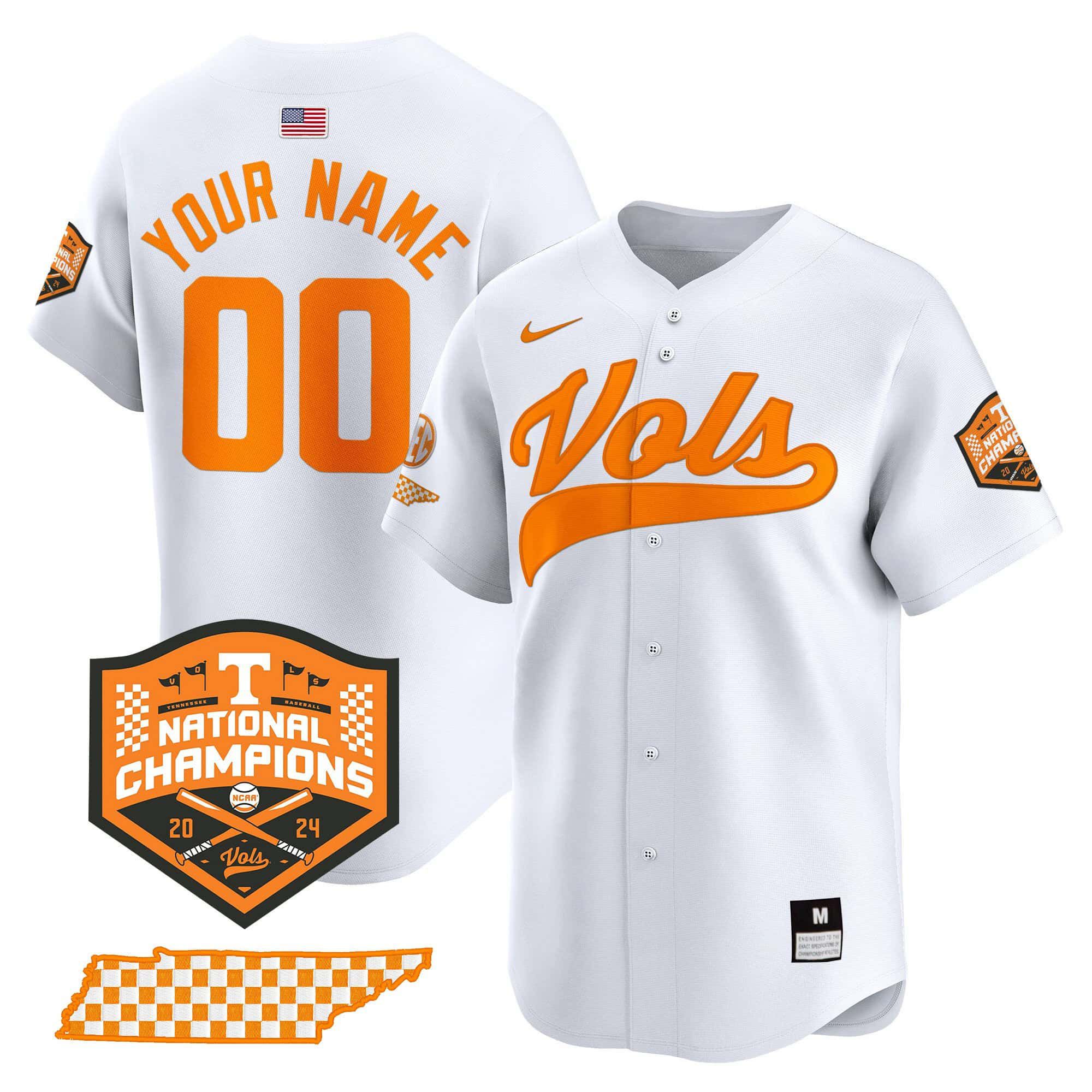 Men Tennessee Volunteers White 2024 Nike Champions Vapor Premier Limited Custom NCAA Jersey